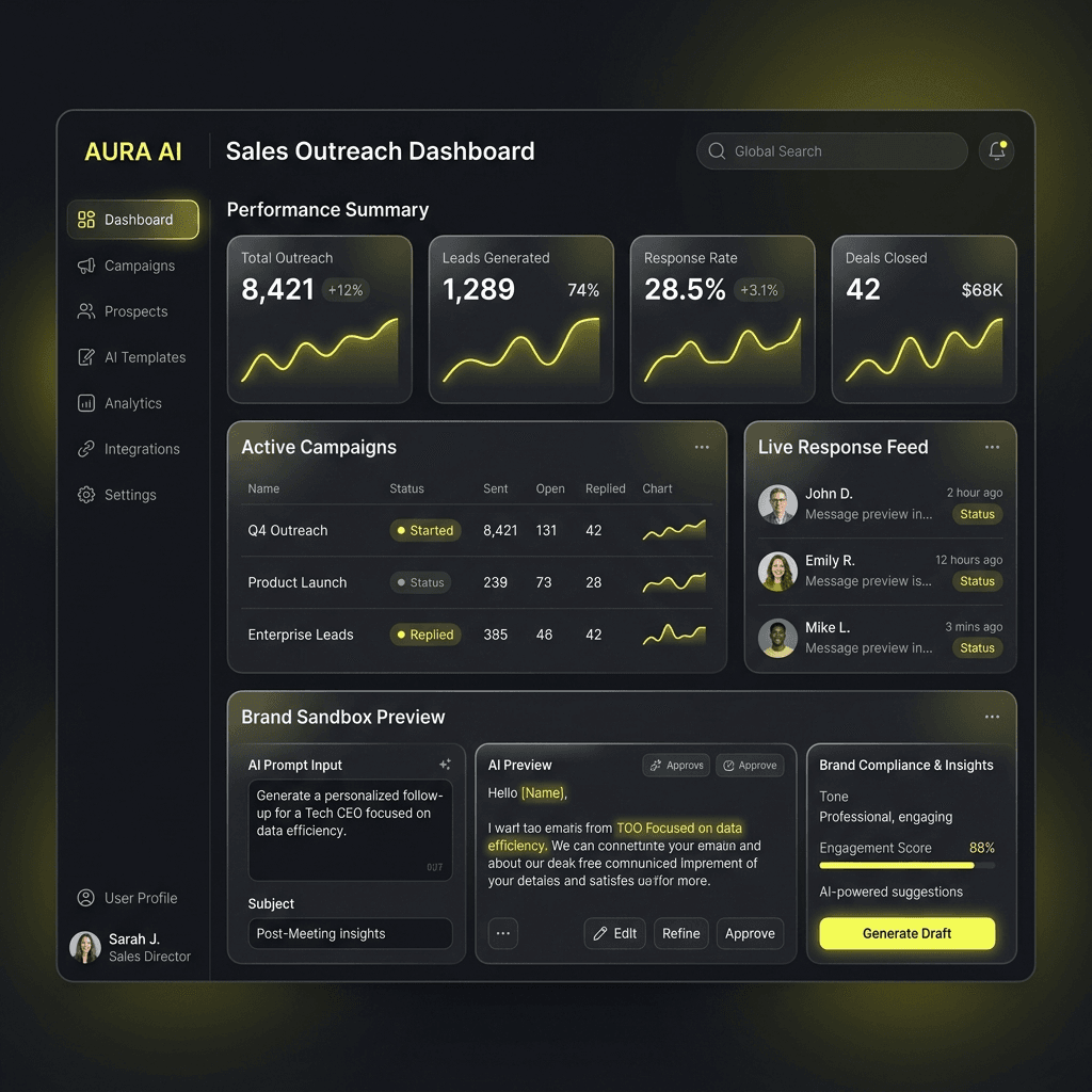 Agentic outreach workflow dashboard