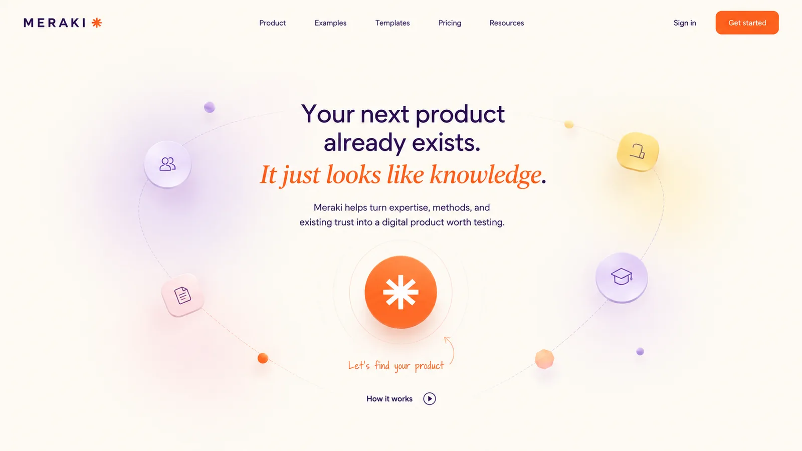 Meraki concept: clean, focused, orbital composition